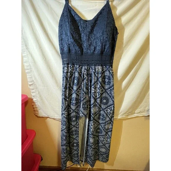 No Boundaries Romper Navy Blue Xl 15-17 One Piece - Picture 2 of 7